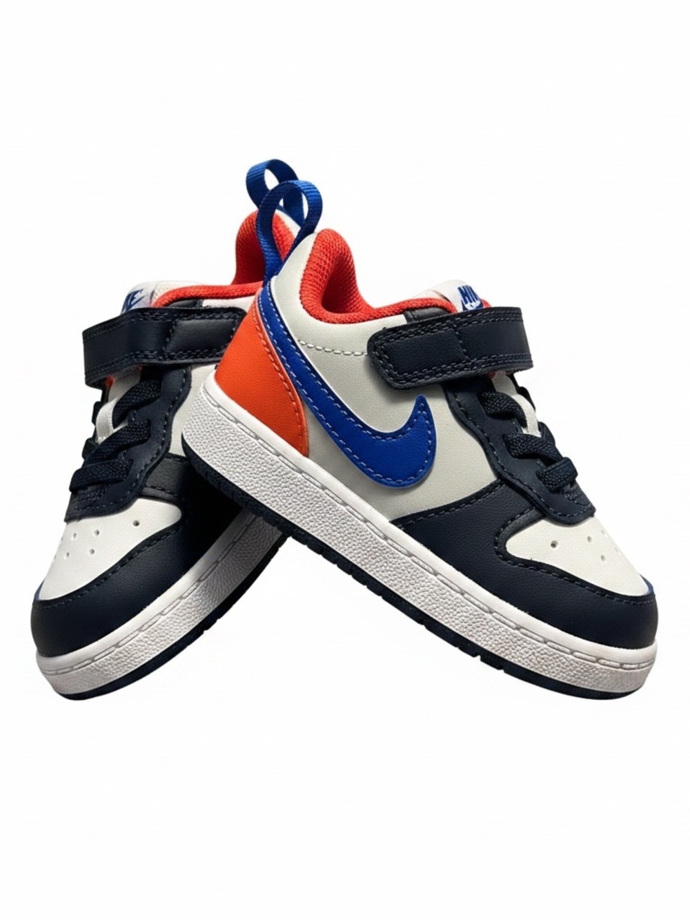 Nike Size 4c Navy, White & Orange Athletic Sneakers